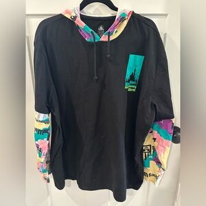 Walt Disney World Black Hoodie with Colorful Sleeves